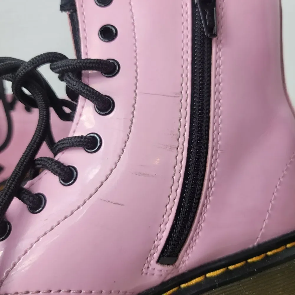 Dr. Martens Air Wair Kids Combat Boots Size 3 Pink Patent Boots Bouncing Soles